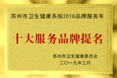 苏州市卫生健康系统2018品牌服务年十大服务品牌提名